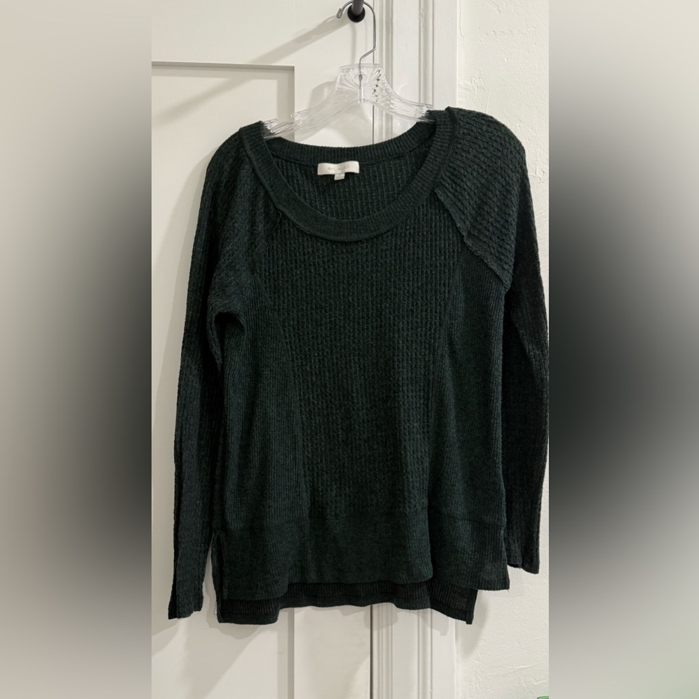 Eri + Ali (Anthropologie) dark green oversized boatneck soft long sleeve top